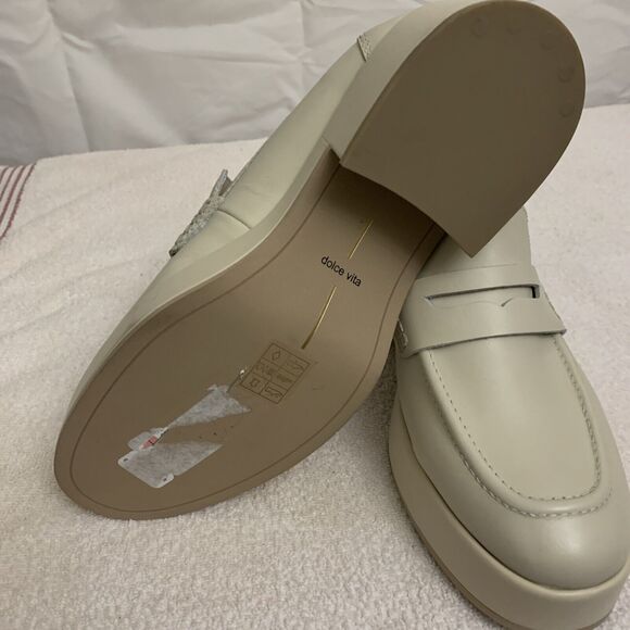 Dolce Vita Yanni Leather Loafers Womens 10 Ivory Platform New - Picture 9 of 9